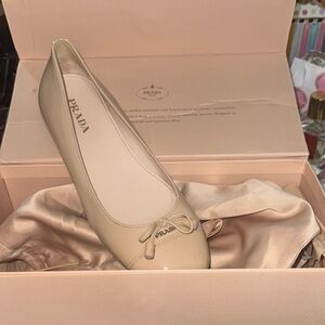 Prada Women's Beige Leather Loafers